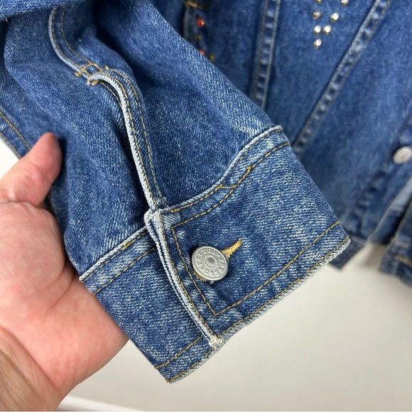 Freego Western Vintage studded beaded Jean denim jacket size: M - Picture 7 of 14